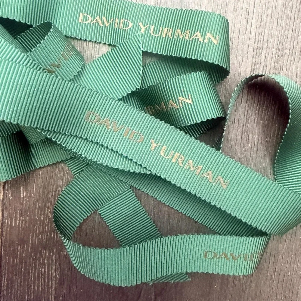 David Yurman Grosgrain Ribbon Green 3/4 In X 62 In Single Side Logo Gift Wrap